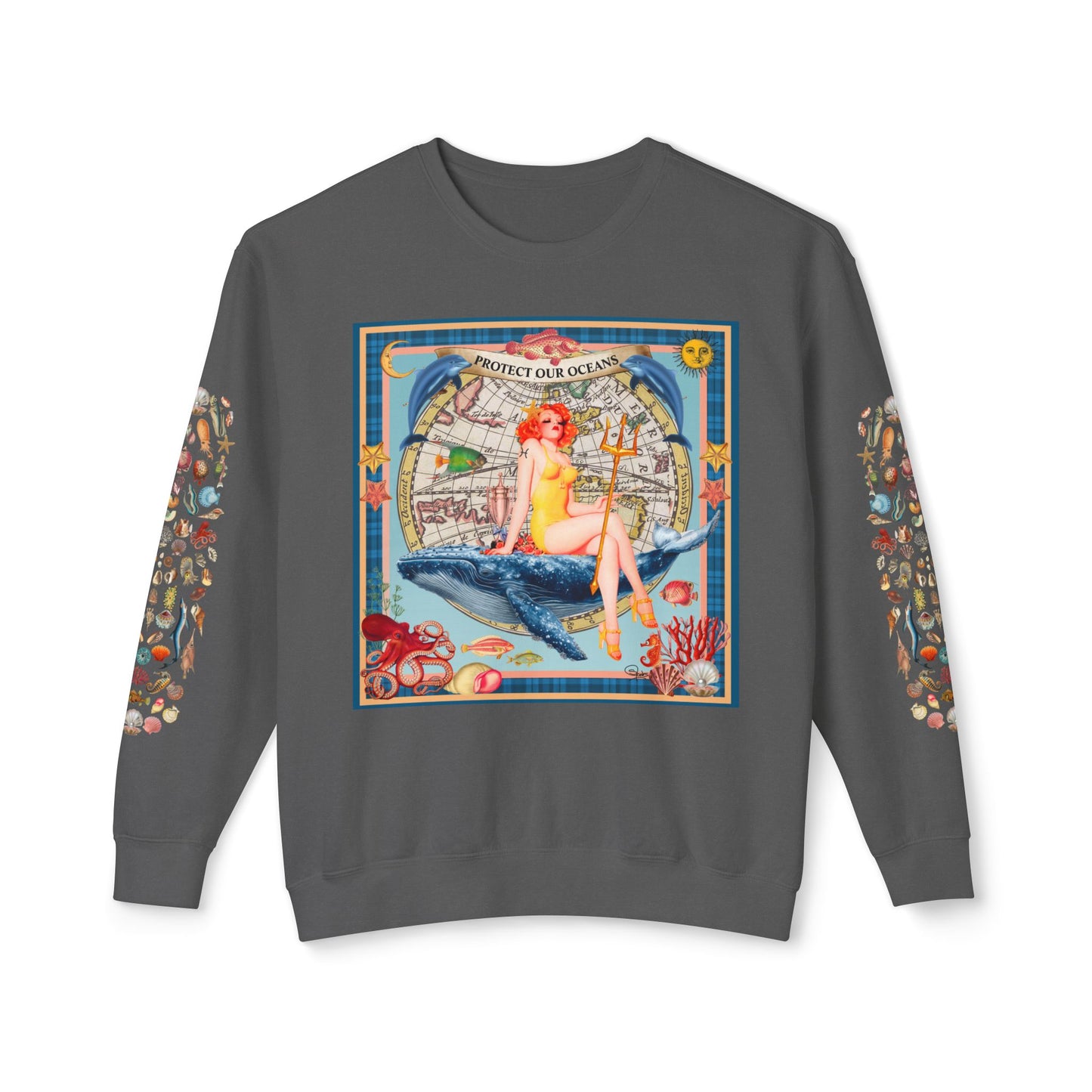Environment Friendly Crewneck Sweatshirt - Protect Our Oceans Design