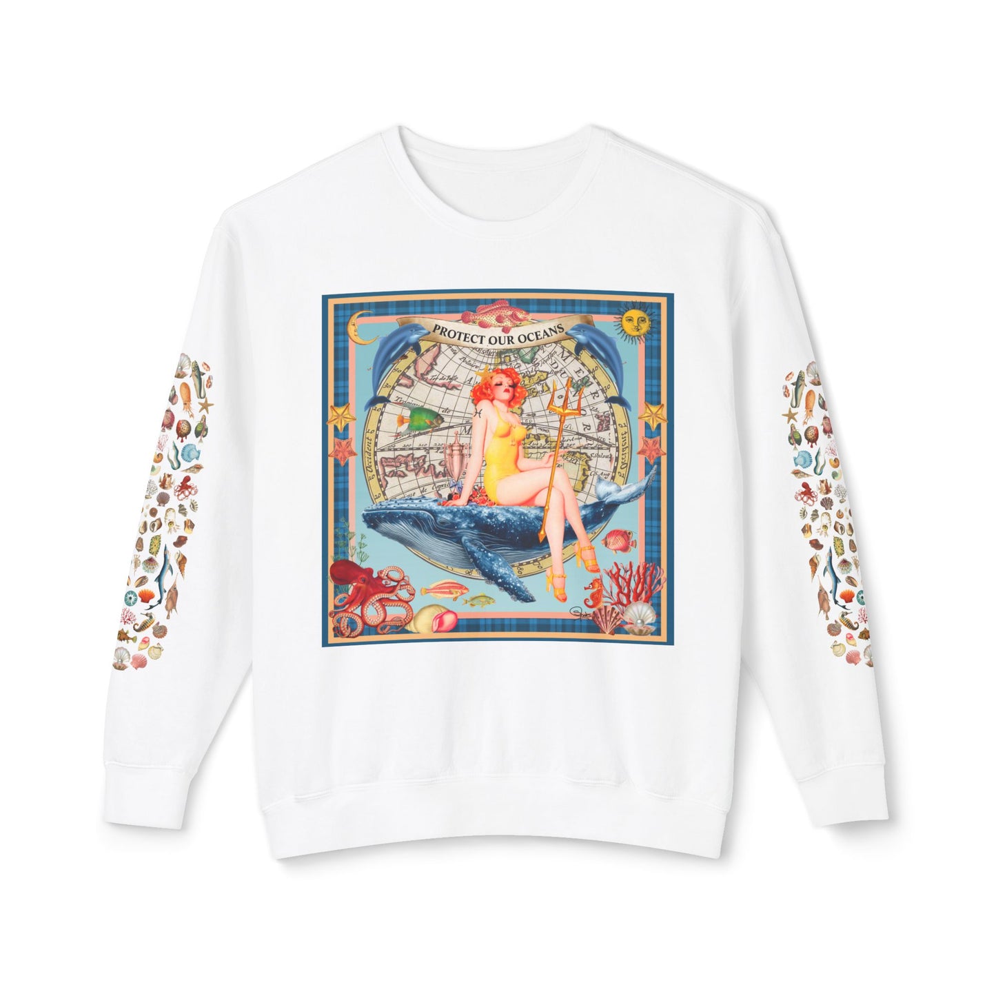 Environment Friendly Crewneck Sweatshirt - Protect Our Oceans Design