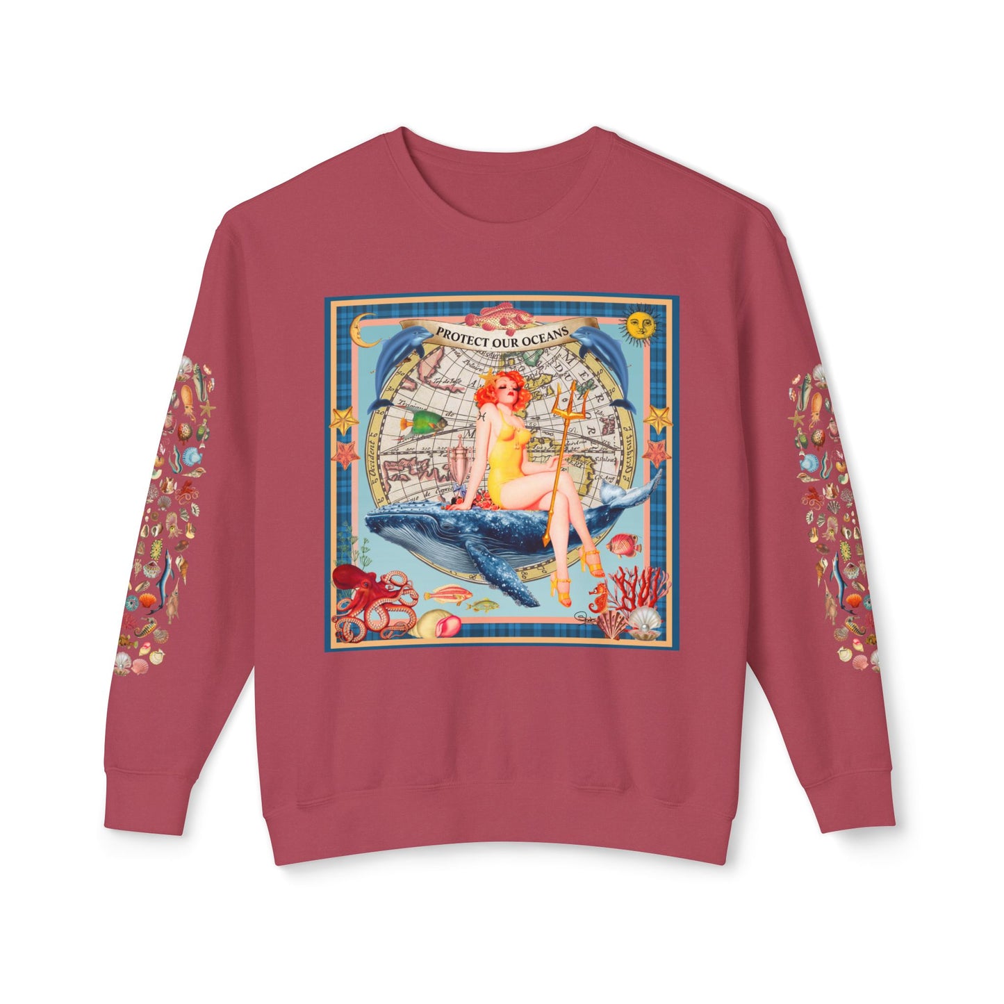 Environment Friendly Crewneck Sweatshirt - Protect Our Oceans Design