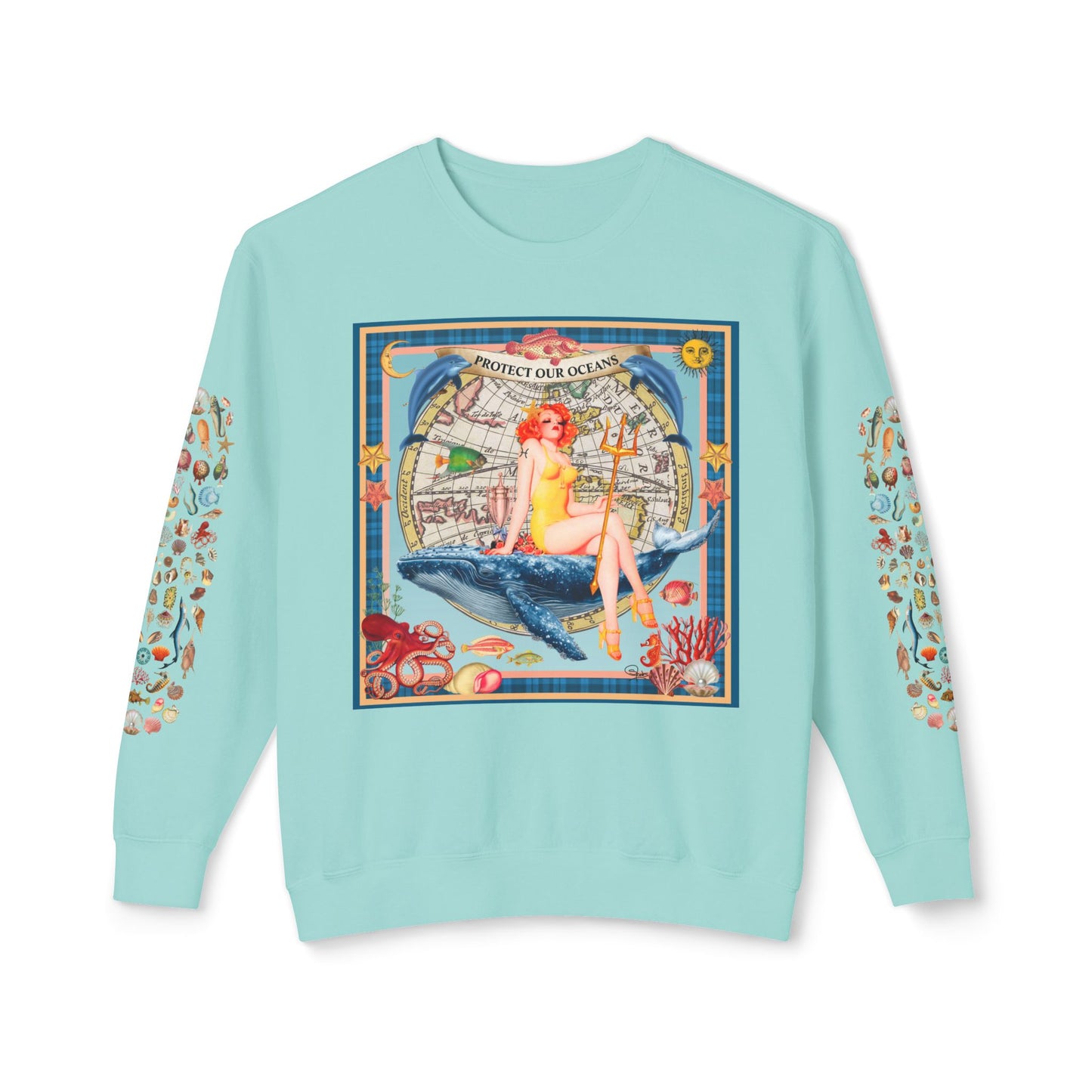 Environment Friendly Crewneck Sweatshirt - Protect Our Oceans Design
