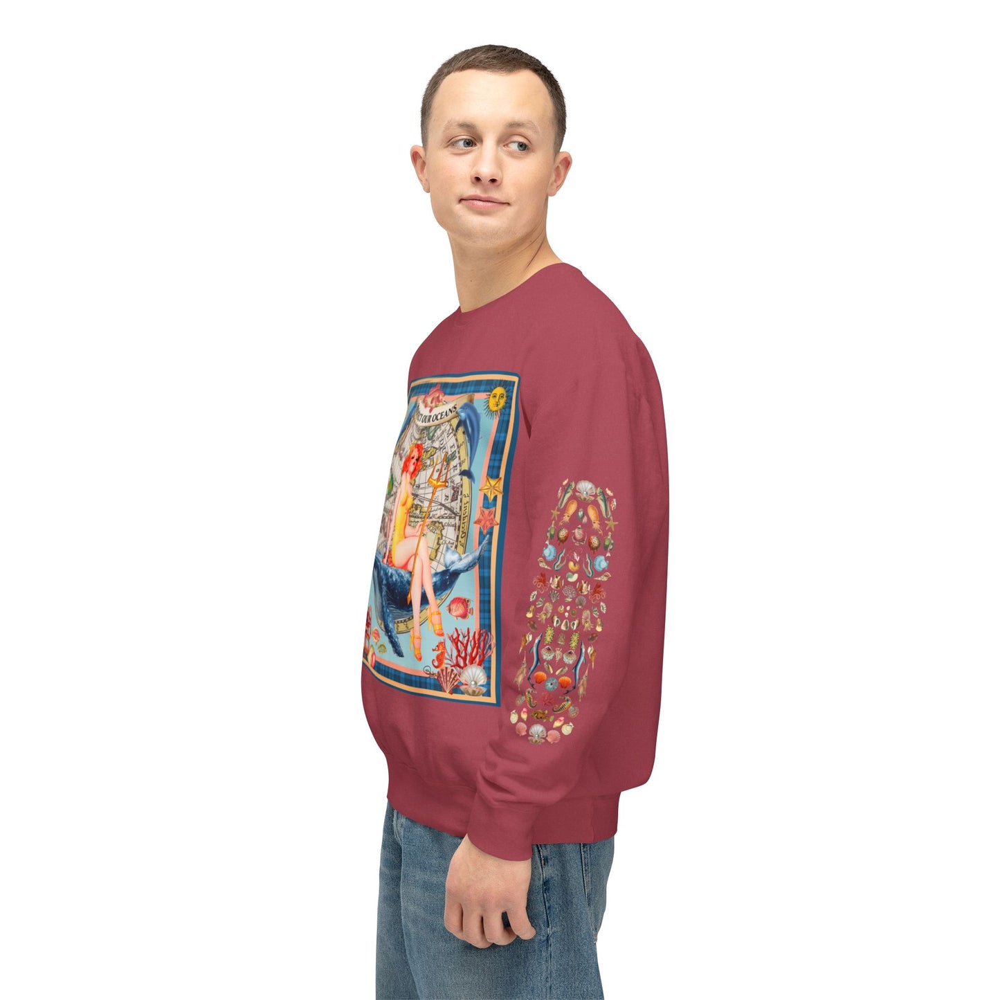 Environment Friendly Crewneck Sweatshirt - Protect Our Oceans Design