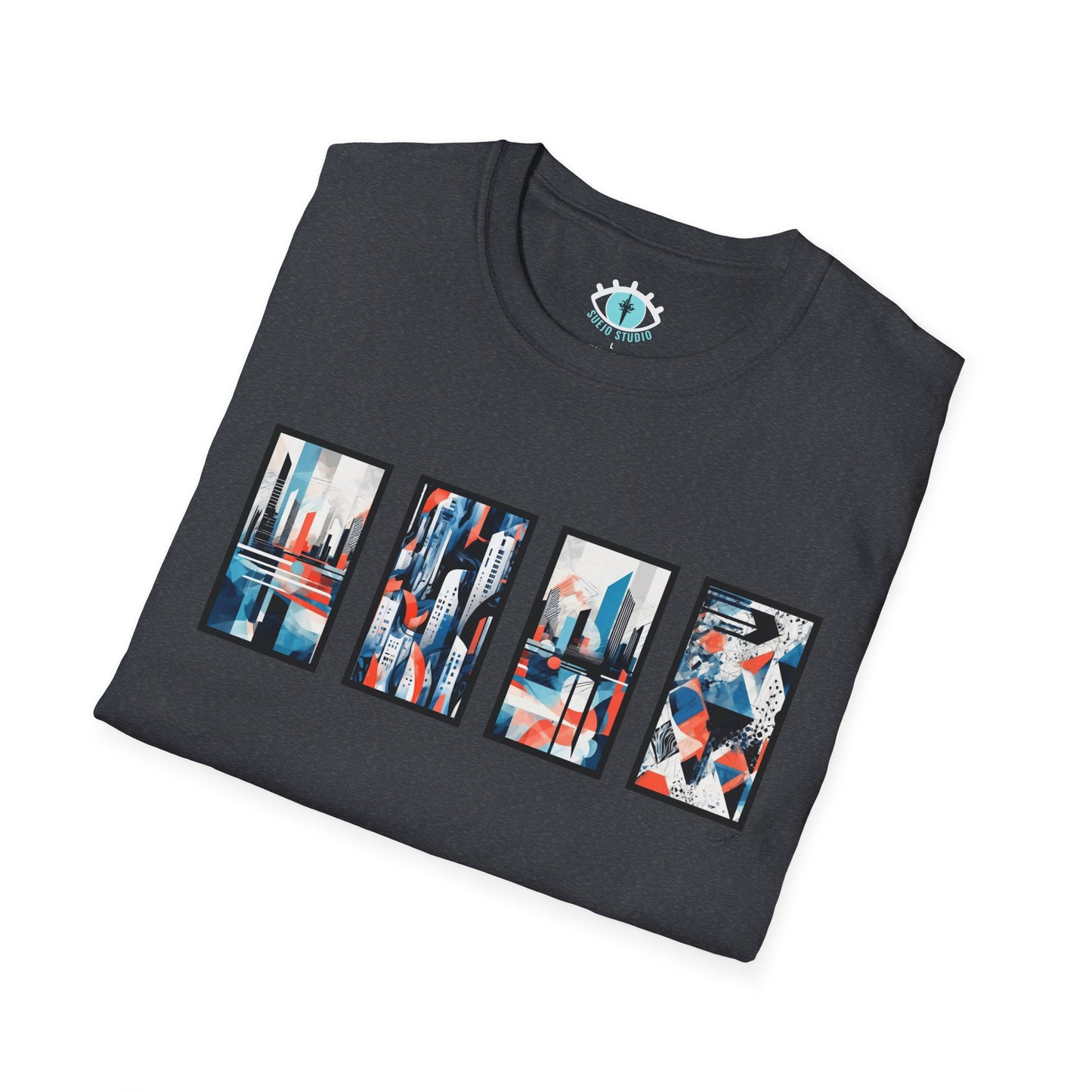 “Cityscape Blue” Abstract Art - Unisex T-Shirt