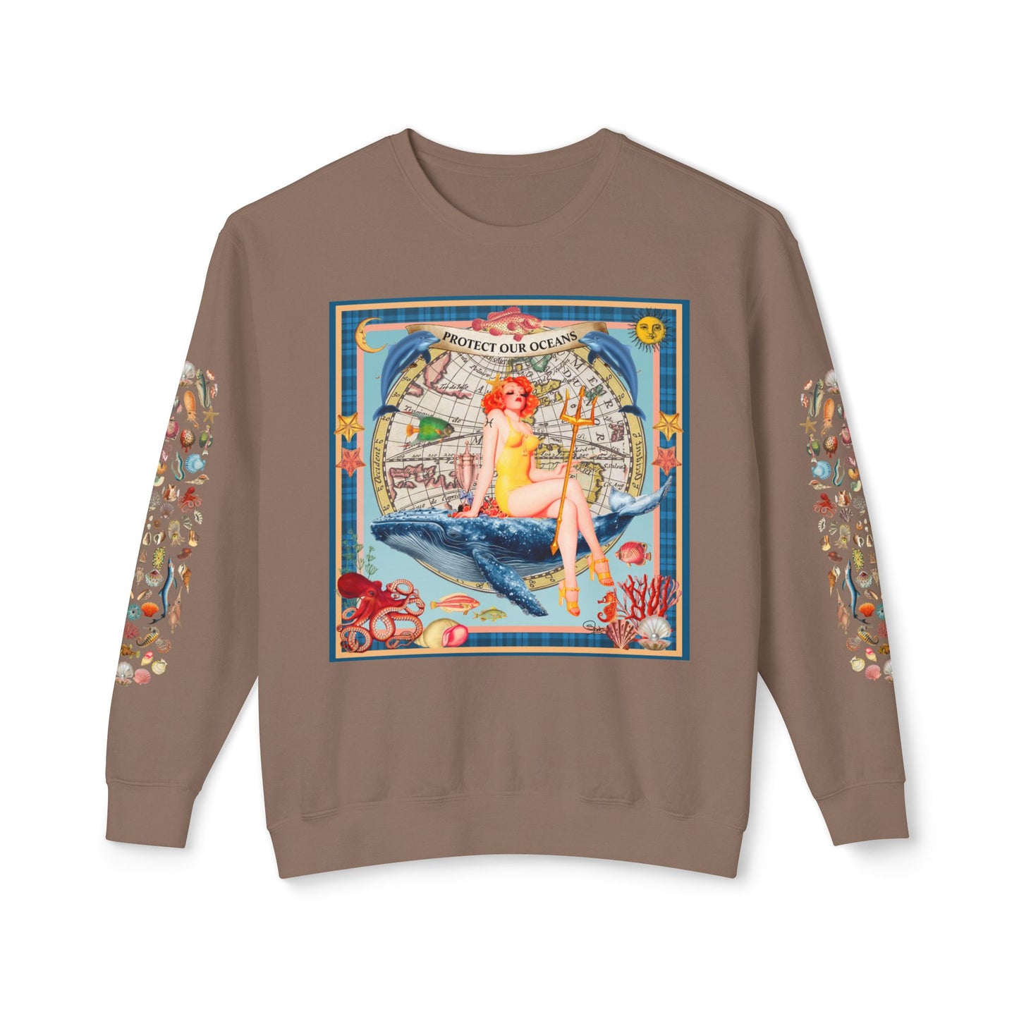 Environment Friendly Crewneck Sweatshirt - Protect Our Oceans Design