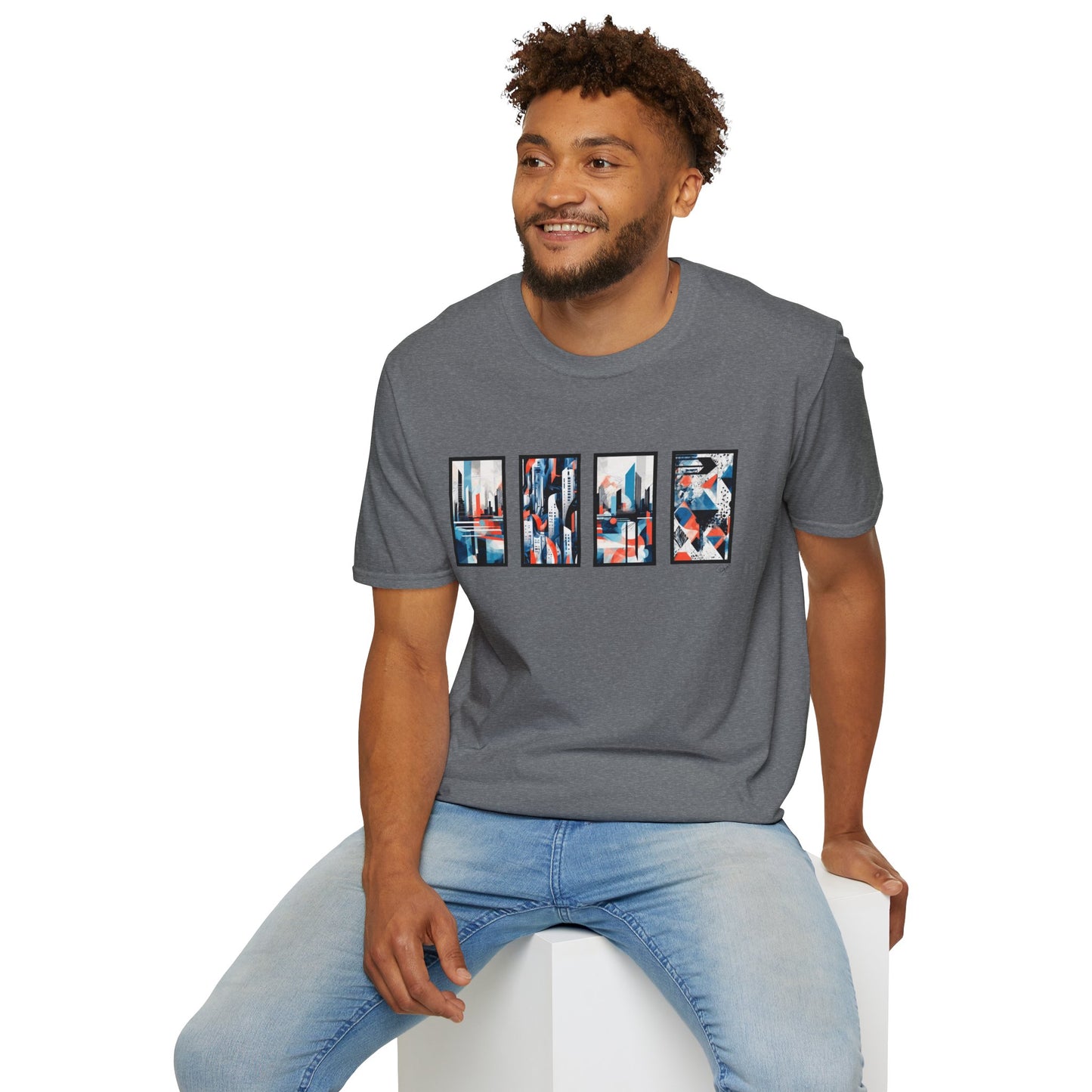 “Cityscape Blue” Abstract Art - Unisex T-Shirt