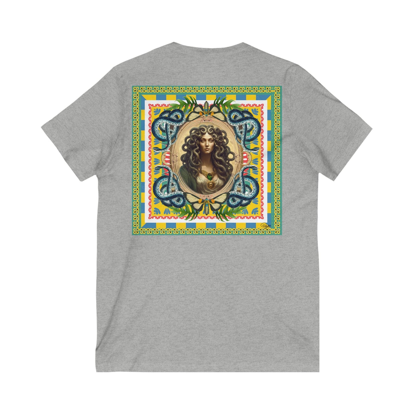 Mona Lisa Medusa - Unisex Jersey Short Sleeve V-Neck Tee