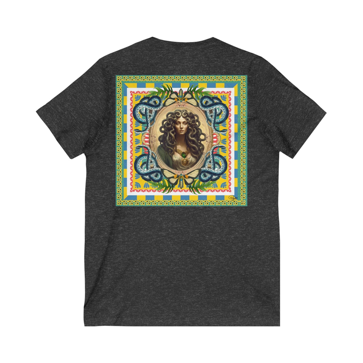 Mona Lisa Medusa - Unisex Jersey Short Sleeve V-Neck Tee