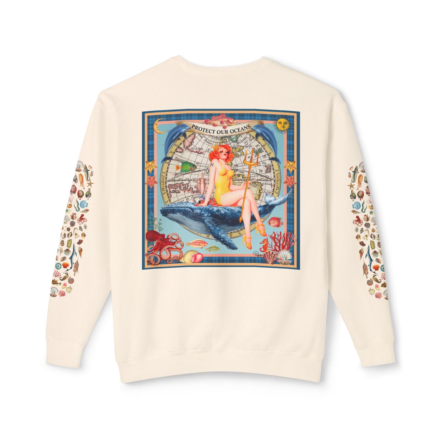 Environment Friendly Crewneck Sweatshirt - Protect Our Oceans Design