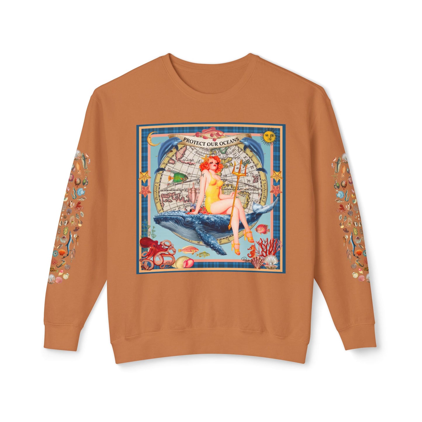 Environment Friendly Crewneck Sweatshirt - Protect Our Oceans Design