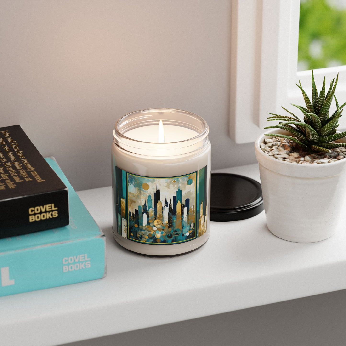 “LA Sunset Skyline” Abstract Art - Scented Soy Candle, 9oz