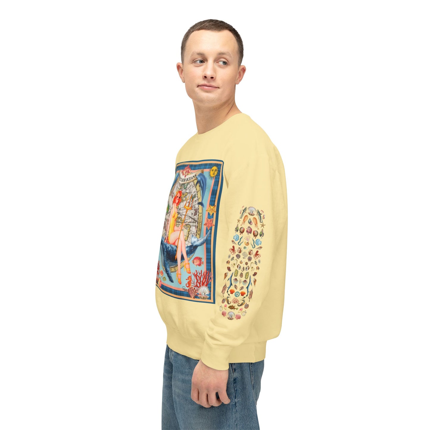 Environment Friendly Crewneck Sweatshirt - Protect Our Oceans Design