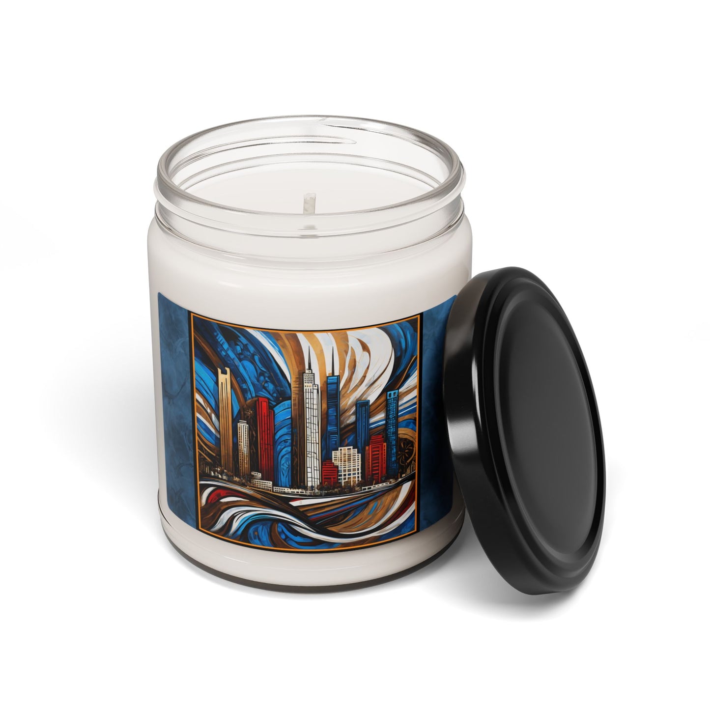 “Chicago Skyline II” Abstract Art - Scented Soy Candle, 9oz