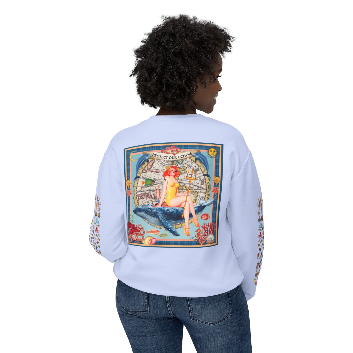 Environment Friendly Crewneck Sweatshirt - Protect Our Oceans Design