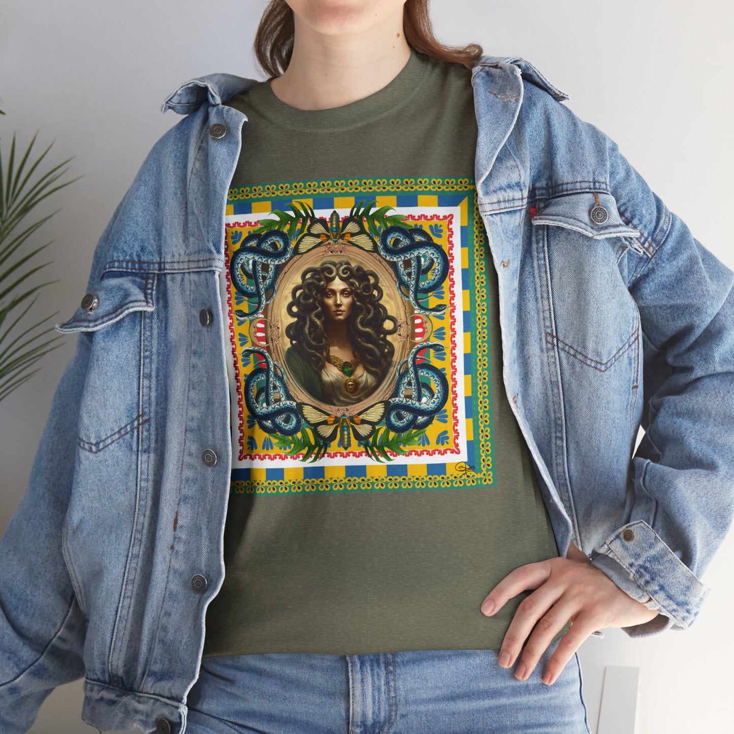 Mona Lisa Medusa - Unisex Cotton T-Shirt