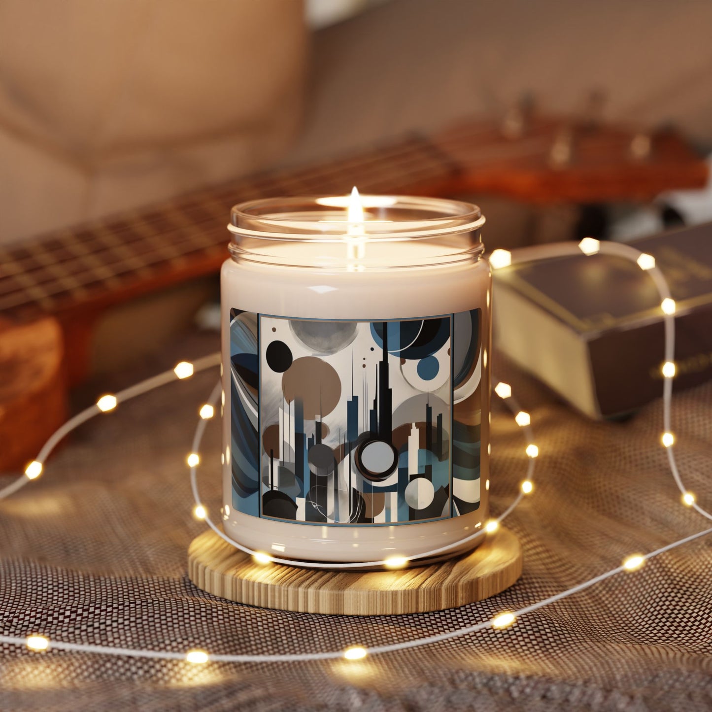 “Metropolis Skyline” Abstract Art - Scented Soy Candle, 9oz