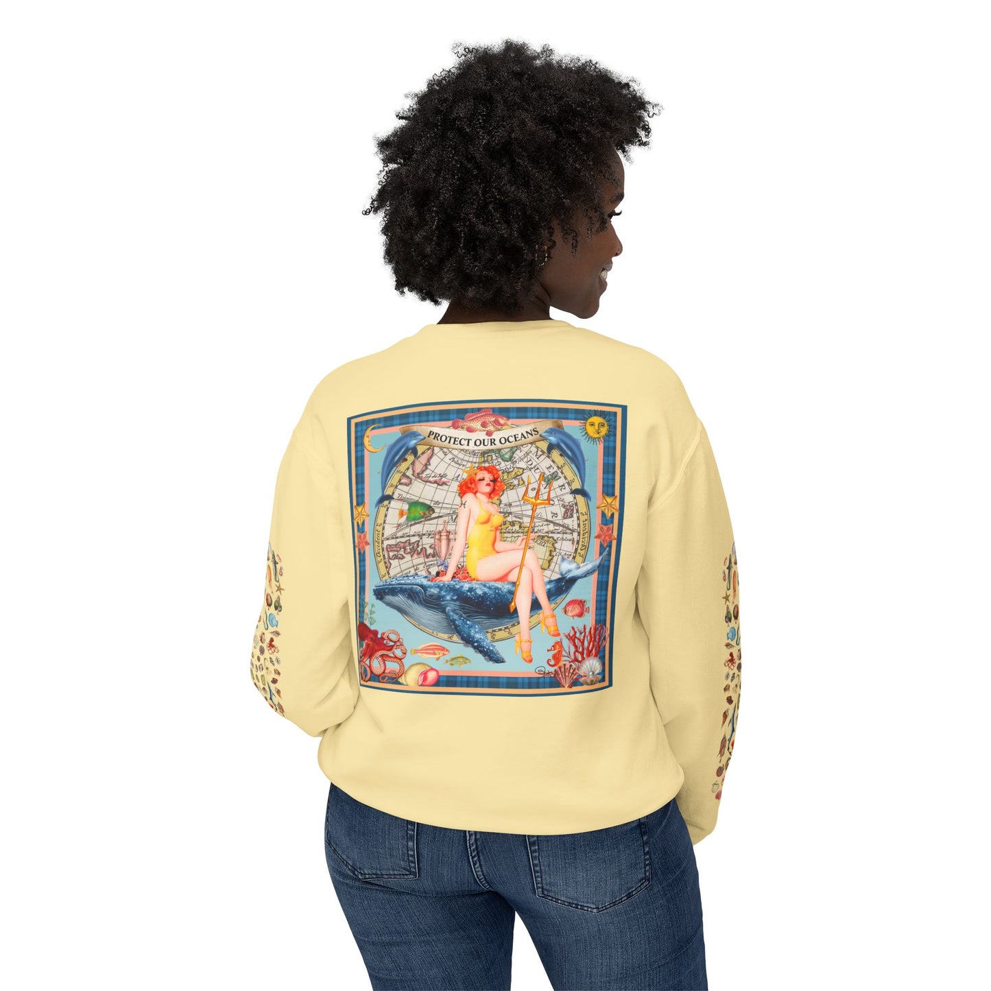 Environment Friendly Crewneck Sweatshirt - Protect Our Oceans Design