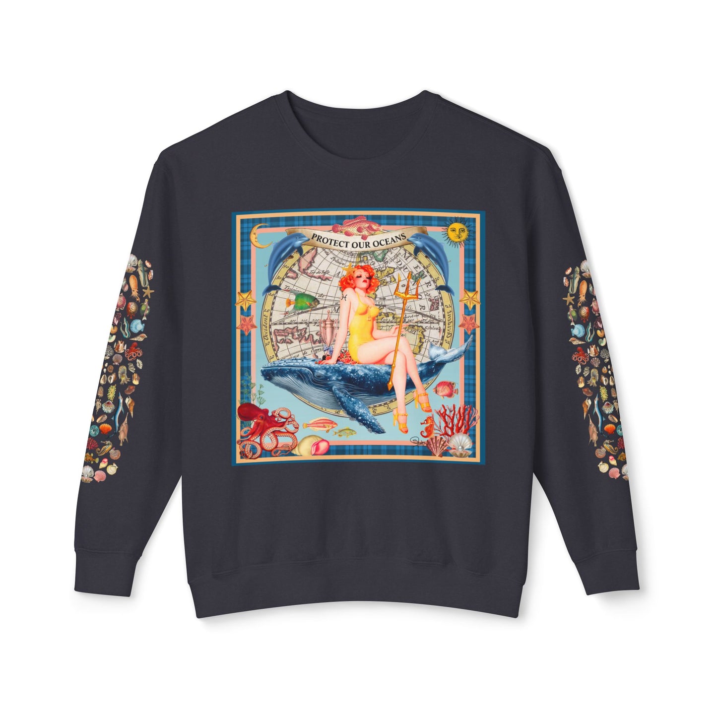 Environment Friendly Crewneck Sweatshirt - Protect Our Oceans Design