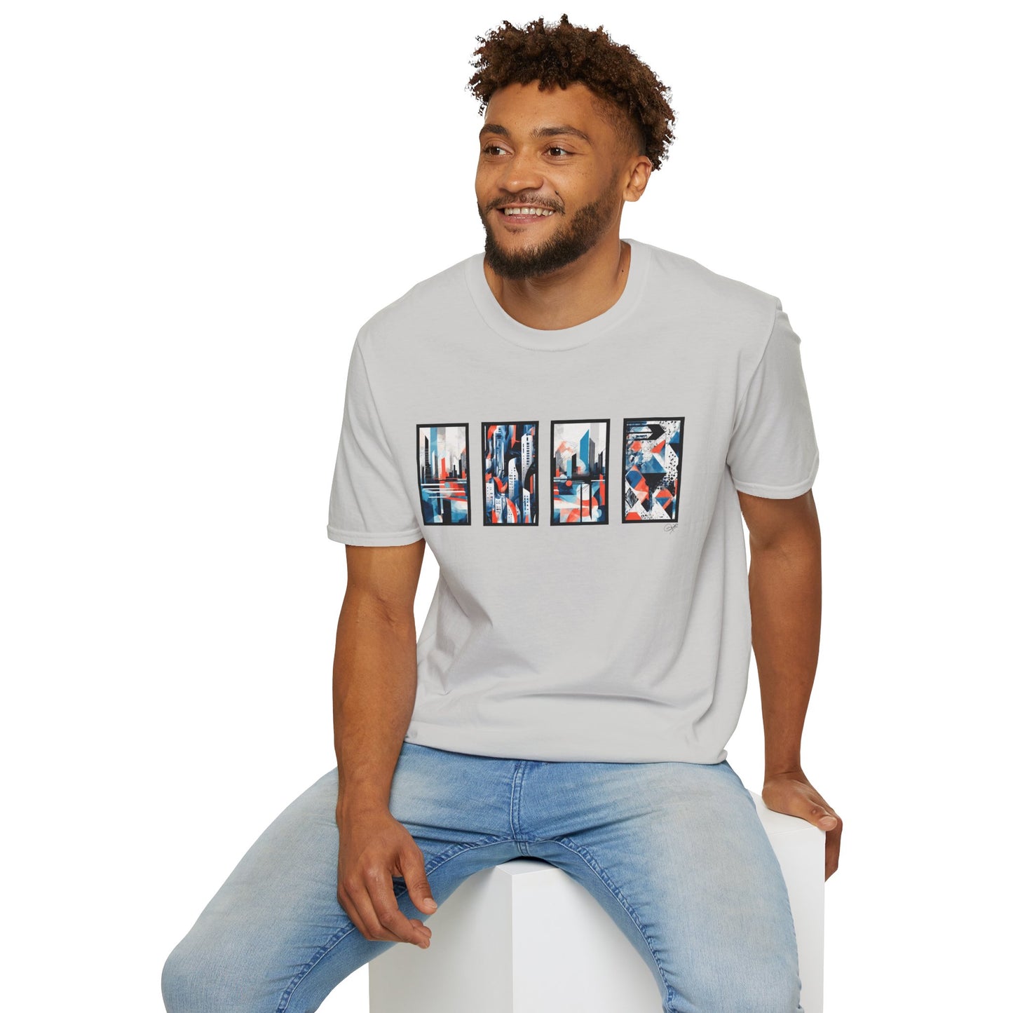 “Cityscape Blue” Abstract Art - Unisex T-Shirt