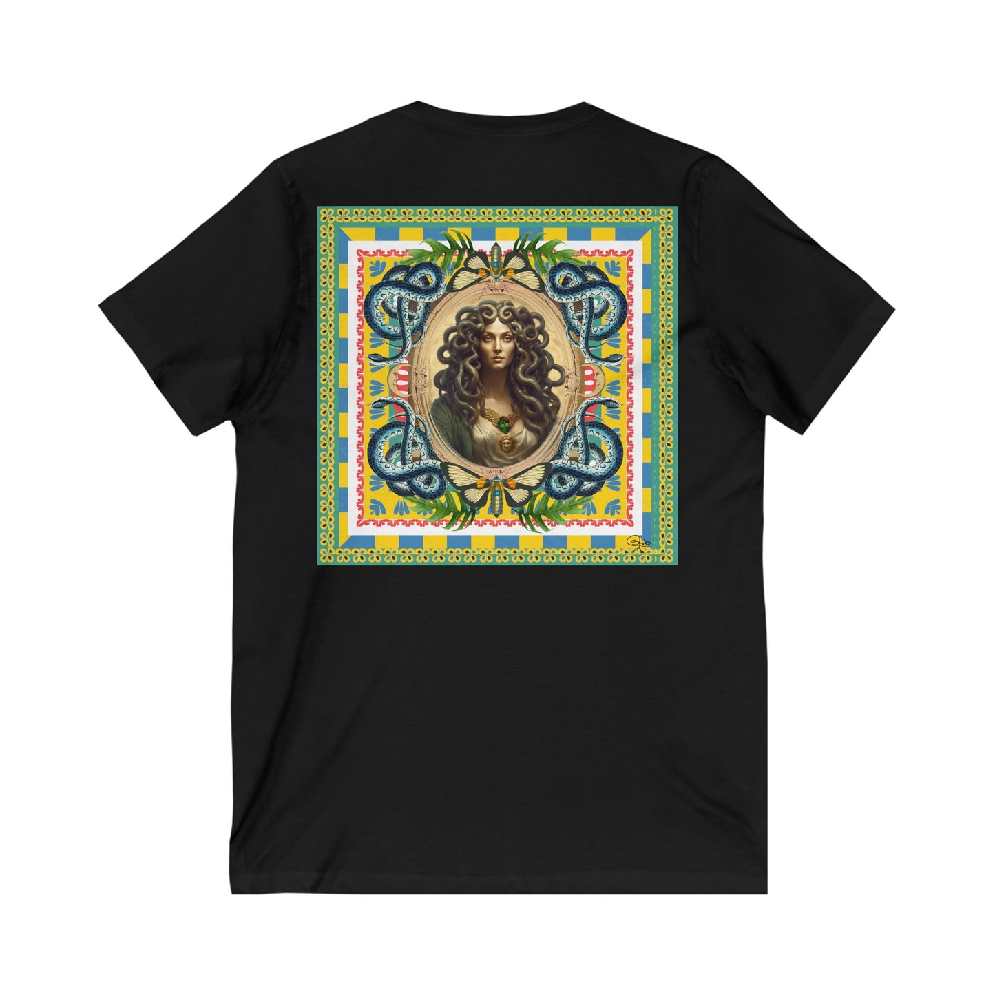 Mona Lisa Medusa - Unisex Jersey Short Sleeve V-Neck Tee