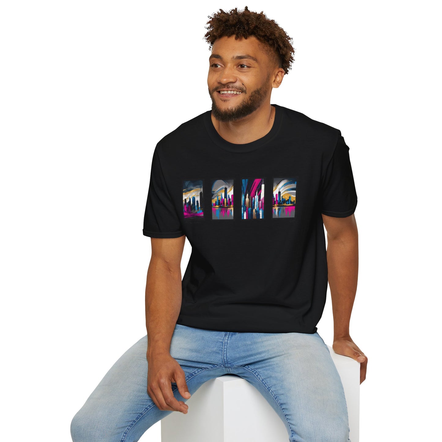 “Chicago Skyline” Abstract Art - Unisex T-Shirt