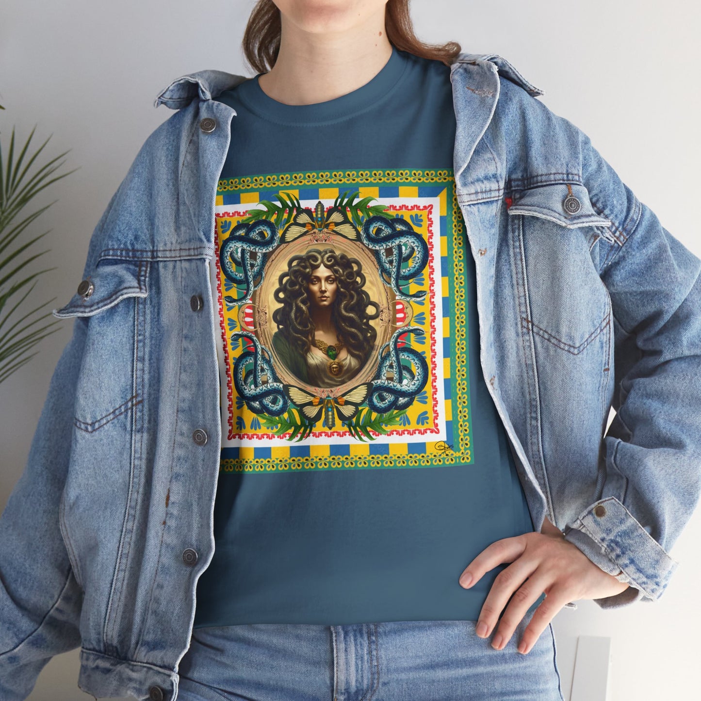 Mona Lisa Medusa - Unisex Cotton T-Shirt