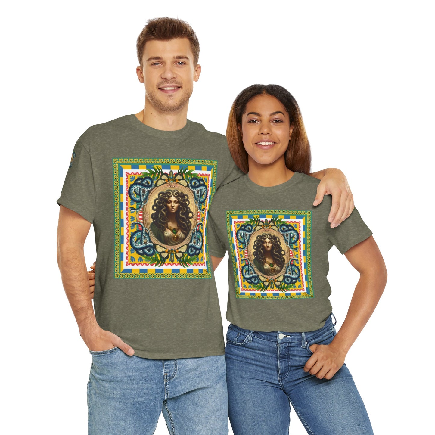 Mona Lisa Medusa - Unisex Cotton T-Shirt