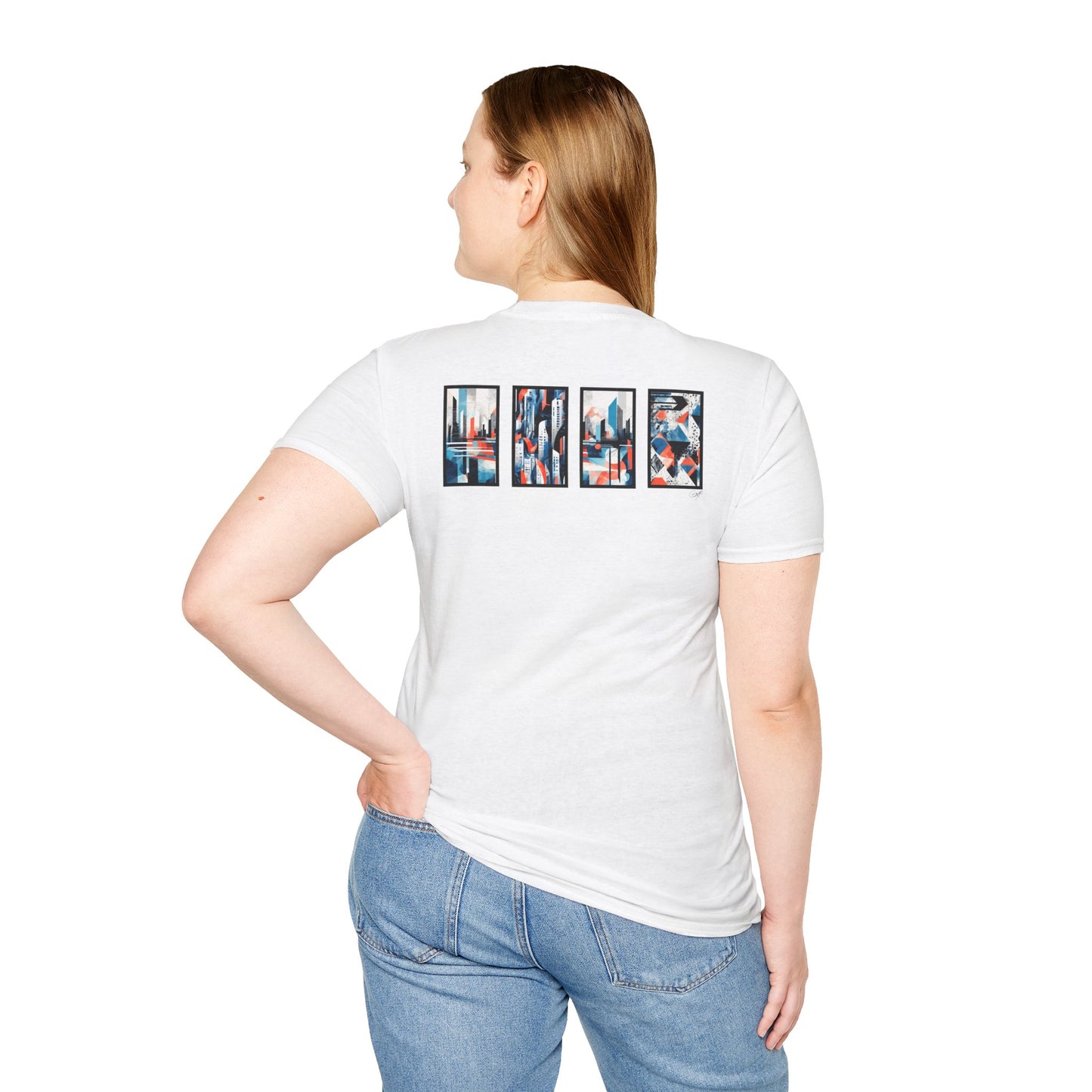 “Cityscape Blue” Abstract Art - Unisex T-Shirt