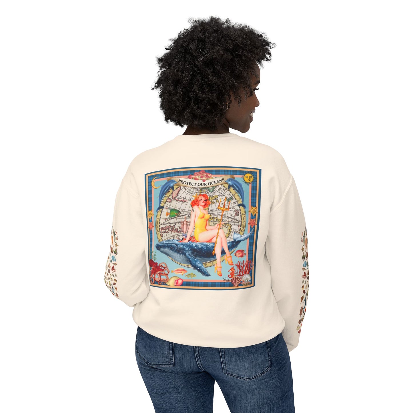 Environment Friendly Crewneck Sweatshirt - Protect Our Oceans Design