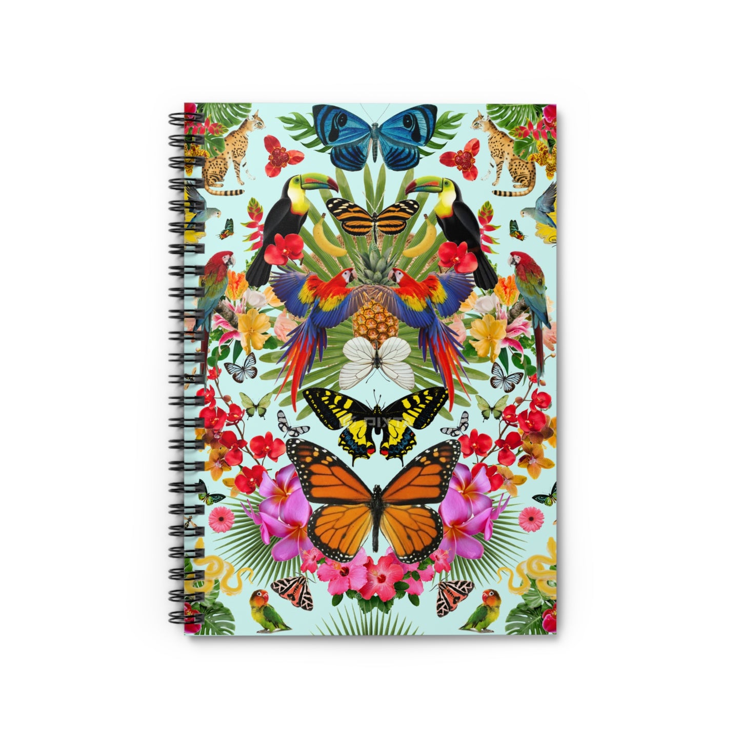 Nature Notebook - Ruled Line with Butterflies and Tropical Birds