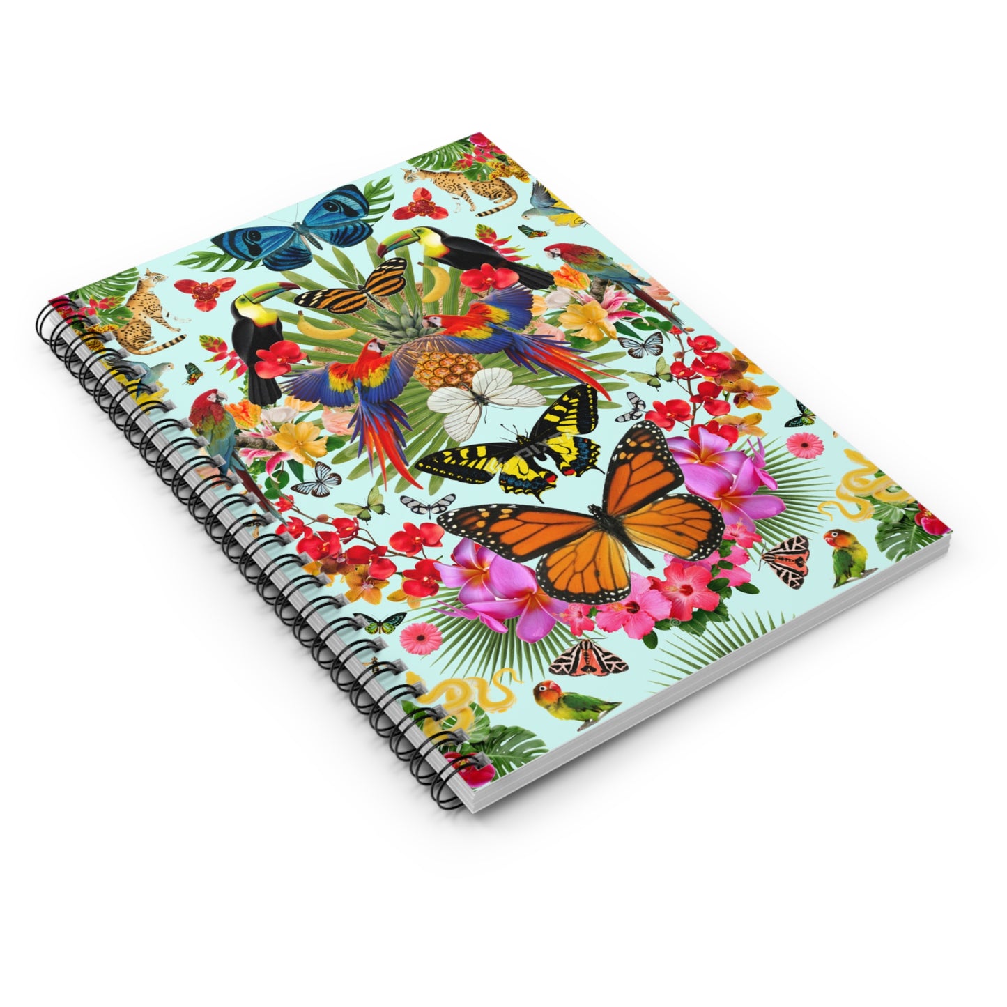 Nature Notebook - Ruled Line with Butterflies and Tropical Birds