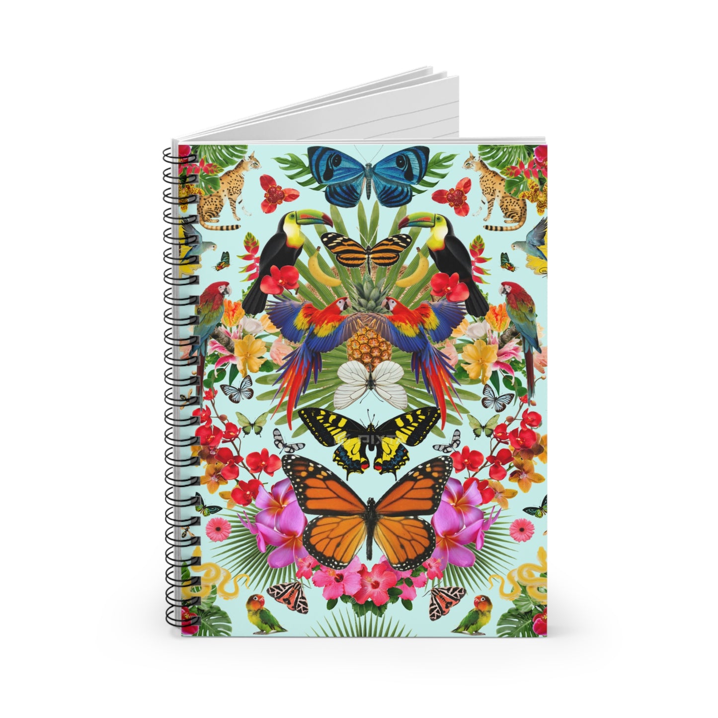 Nature Notebook - Ruled Line with Butterflies and Tropical Birds