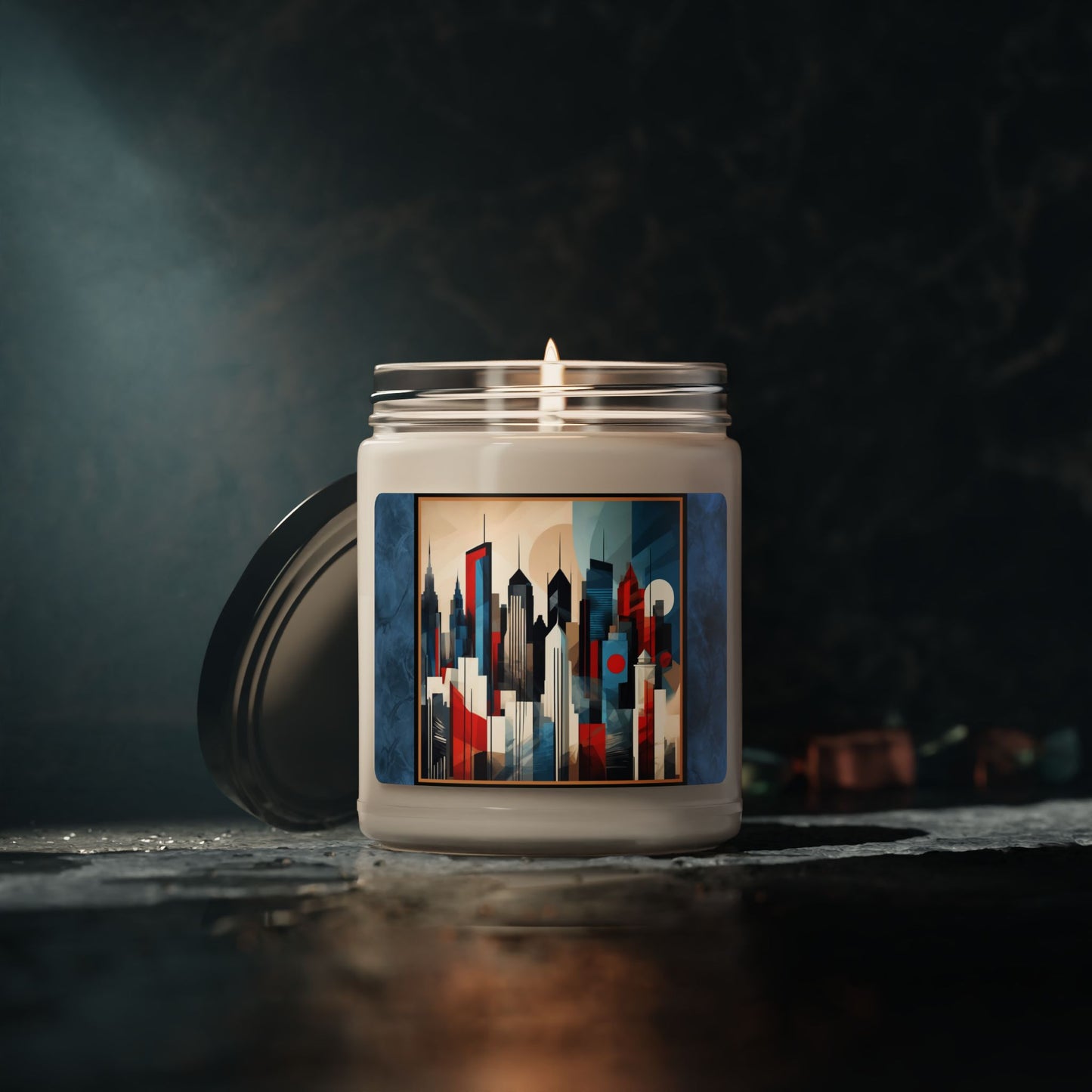 “NYC Skyline” Abstract Art - Scented Soy Candle, 9oz